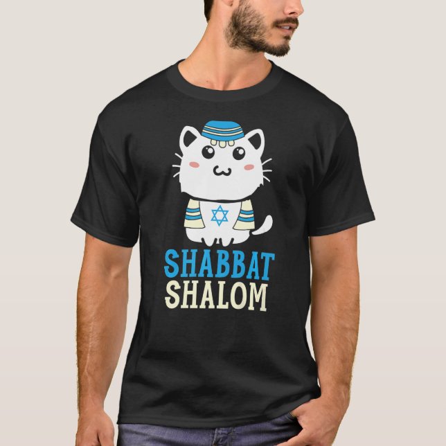 Camiseta Judaísmo en el Día Santo del Gato de Shabbat Shalo (Anverso)