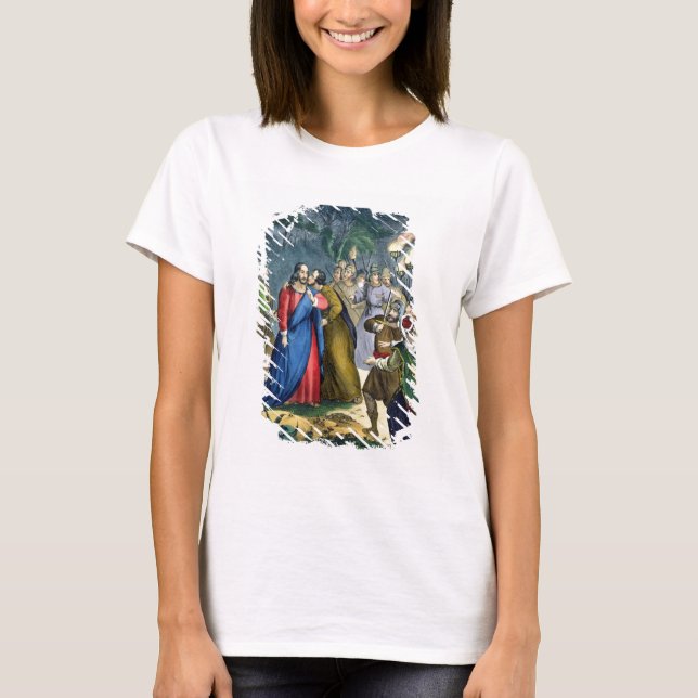 Camiseta Judas Betrays his Master, from a bible printed by (Anverso)