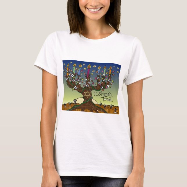 Camiseta Judea L'shanah Tovah Árbol De La Vida Aparato De R (Anverso)