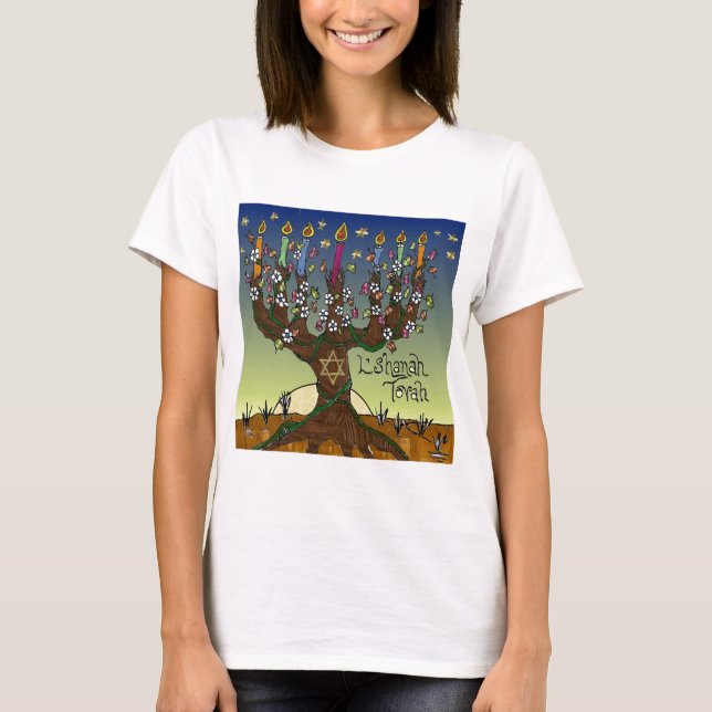 Camiseta Judea L'shanah Tovah Árbol De La Vida Aparato De R (Anverso)