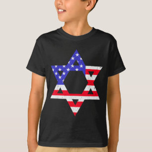 Camiseta judía de Hanukkah con bandera estadounide