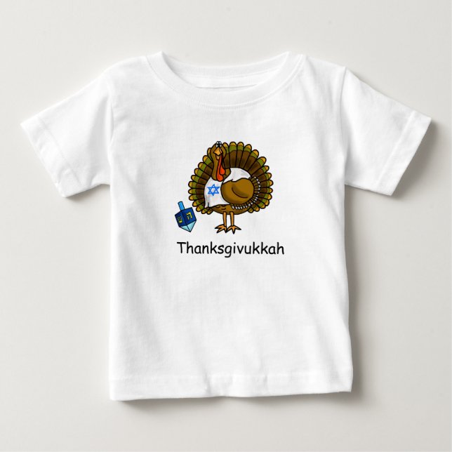 Camiseta judía del bebé de Thanksgivukkah Turquía (Anverso)
