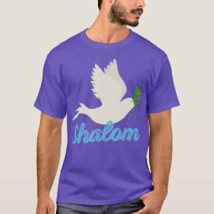 Camiseta judía divertida Shalom Peace White Dove