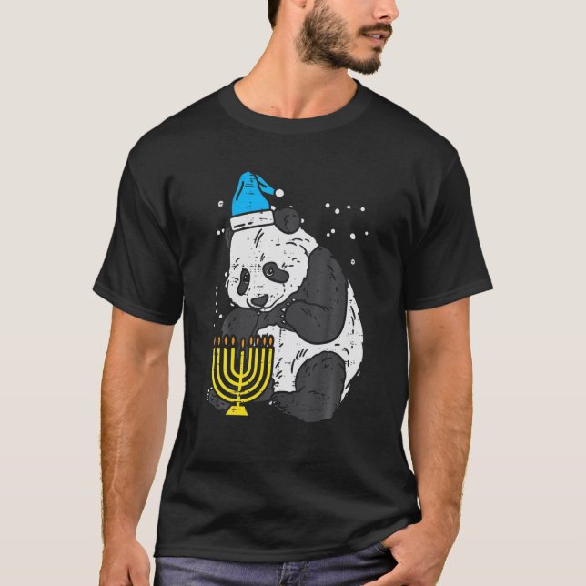 Camiseta Judía Panda Menorah Cute Hanukkah Chanukah (Anverso)