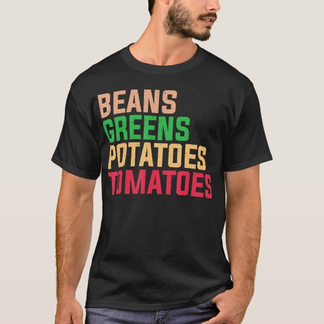 Camiseta Judías verdes papas tomates Acción de Gracias (Anverso)