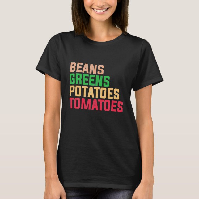 Camiseta Judías verdes papas Tomates Acción de Gracias (Anverso)