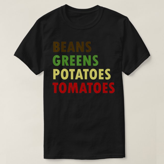 Camiseta Judías verdes papas Tomates Acción de Gracias (Diseño del anverso)