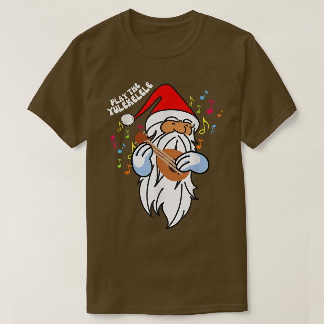 Camiseta Juega al Yulekele Cute Santa jugando al Ukulele C (Diseño del anverso)