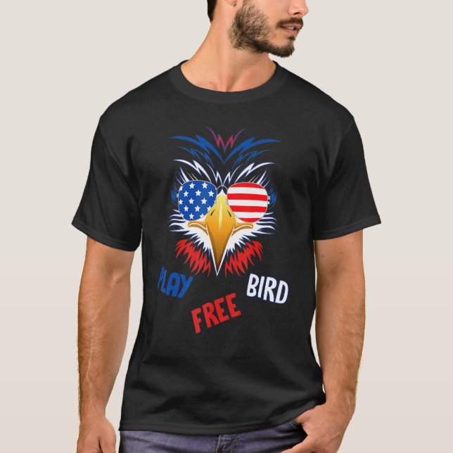 Camiseta Juega Ave Libre Águila Patriótica 4 De Julio Usa F (Anverso)