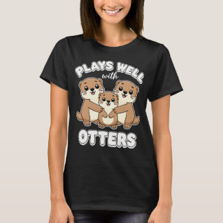 Camiseta Juega Bien con Nutrias Familia de Nutrias Adorable