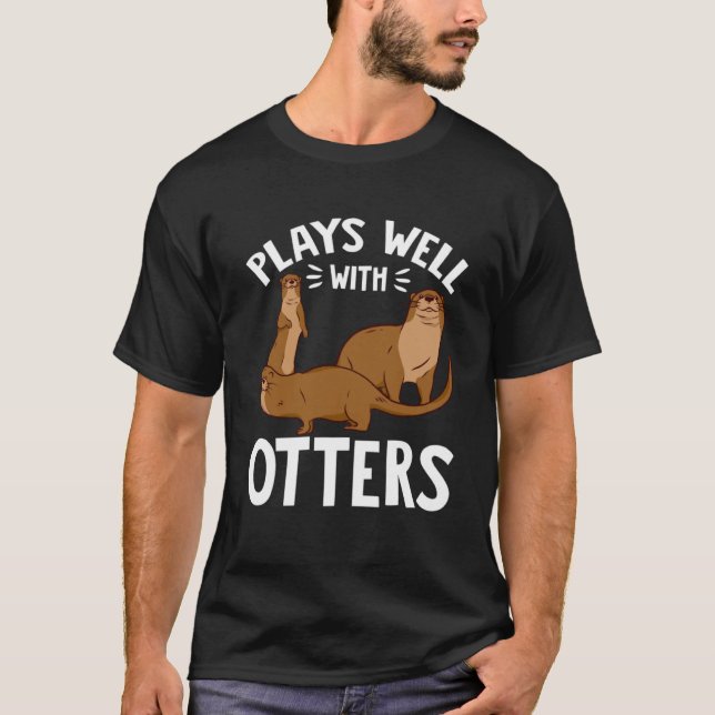 Camiseta Juega bien con otras nutrias Otter Pun Humor Pullo (Anverso)