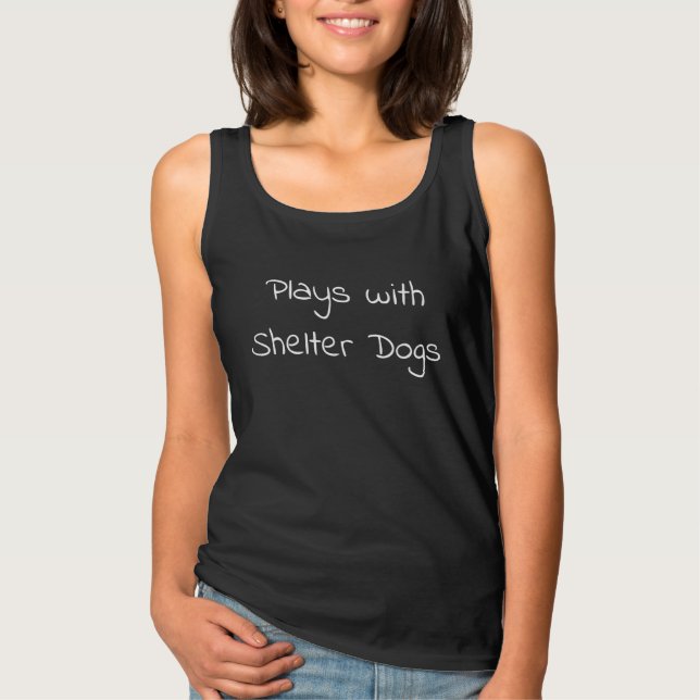Camiseta Juega con perros refugio oscuro (Anverso)