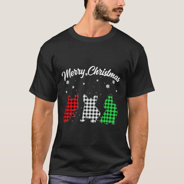Camiseta Juegan Navidades de perro de Bulldog francés (Anverso)