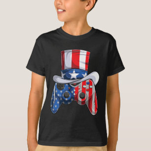 Camiseta Juego 4 De Julio Controlador Bandera Estadounidens