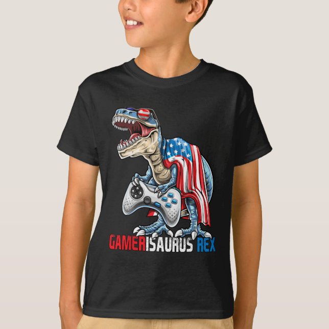 Camiseta Juego 4 De Julio T Rex Dinosaur Amerisaurus Rex Bo (Anverso)