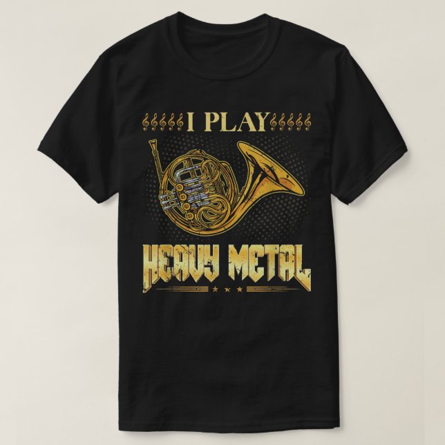 Camiseta Juego a la pla del cuerno del cuerno francés Metal (Diseño del anverso)