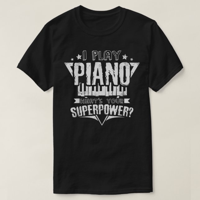 Camiseta Juego al piano, ¿cuál es tu superpoder? (Diseño del anverso)