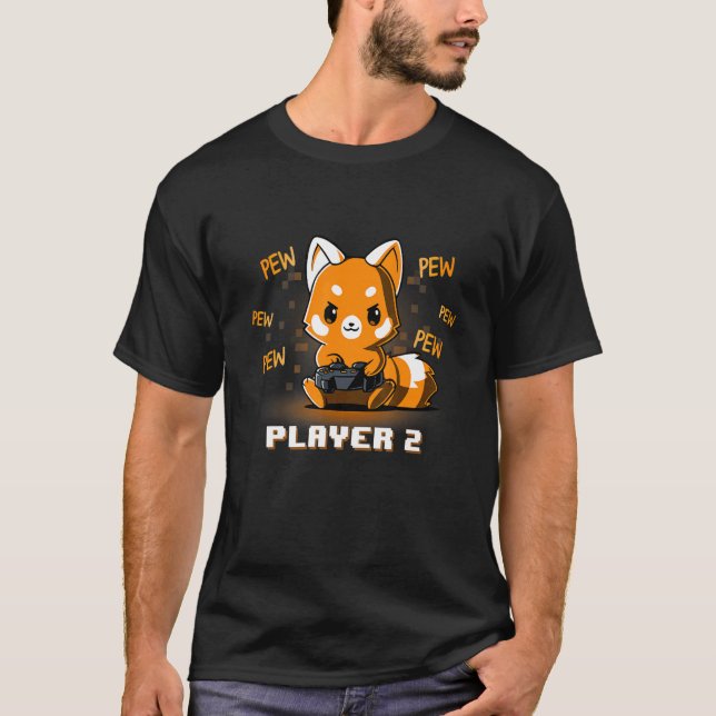 Camiseta Juego Cuaderno Panda Rojo Pew Video Game Play Comp (Anverso)
