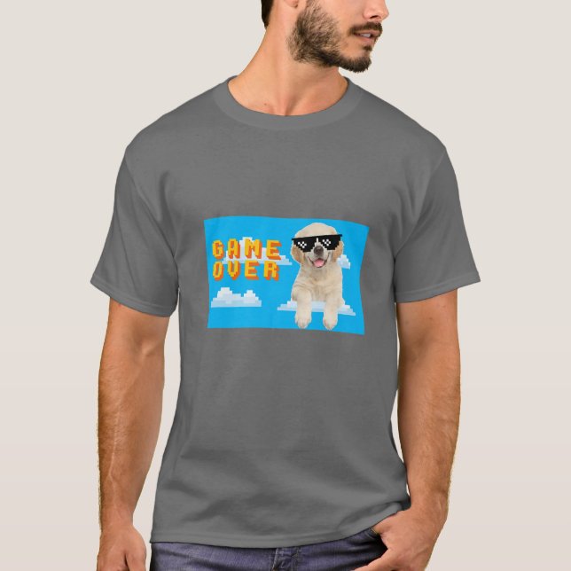 Camiseta Juego de 8 bits sobre amor de Golden Retriever 2 (Anverso)