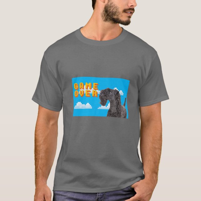 Camiseta Juego de 8 bits sobre Kerry Blue Terrier (Anverso)