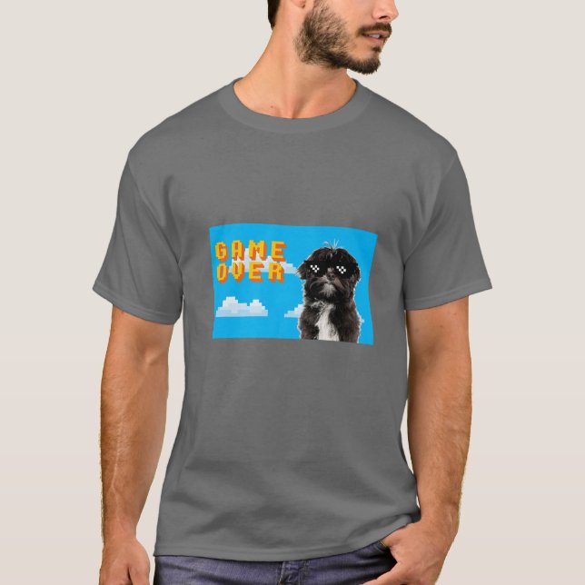 Camiseta Juego de 8 bits sobre Lhasa Apso (Anverso)