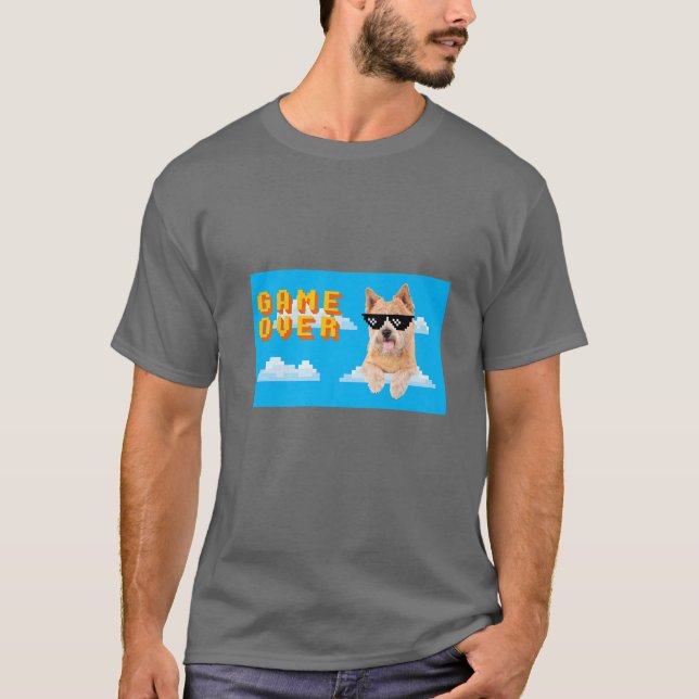 Camiseta Juego de 8 bits sobre Norwich Terrier (Anverso)