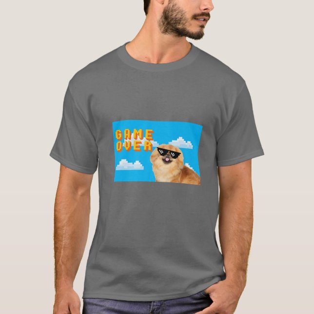 Camiseta Juego de 8 bits sobre pekingés (Anverso)