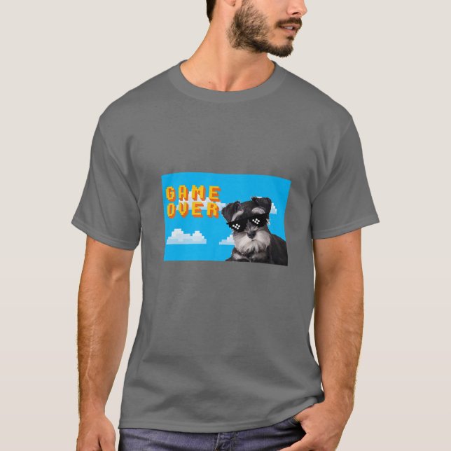Camiseta Juego de 8 bits sobre Schnauzer en miniatura (Anverso)