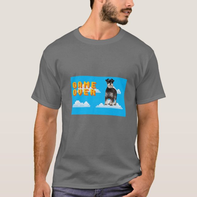 Camiseta Juego de 8 bits sobre Schnauzer en miniatura 2 (Anverso)