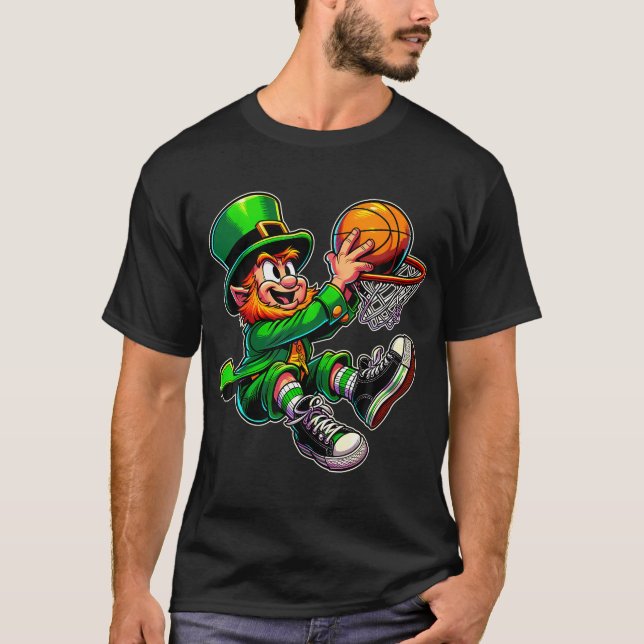Camiseta Juego De Baloncesto De Leprechaun De San Patricio (Anverso)