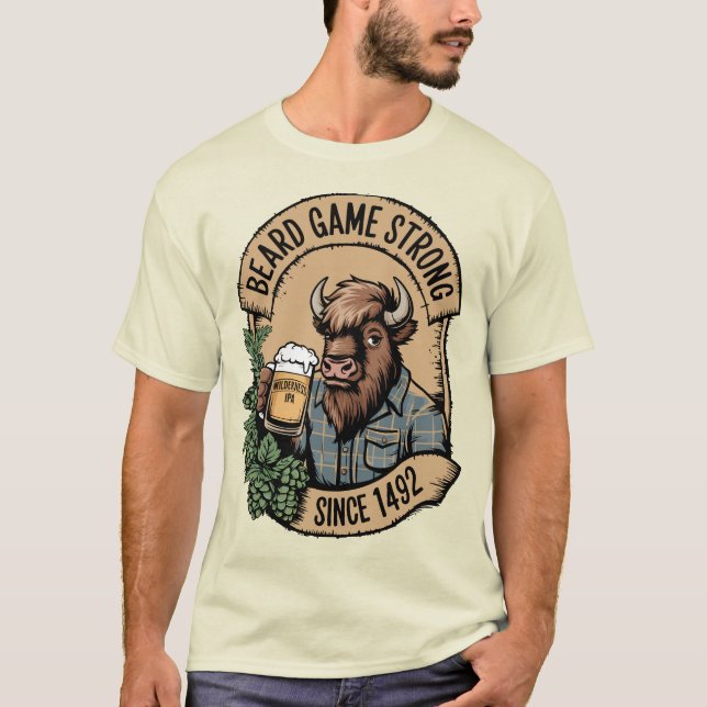 Camiseta Juego de barba Fuerte Wilderness Bison Diseño IPA (Anverso)
