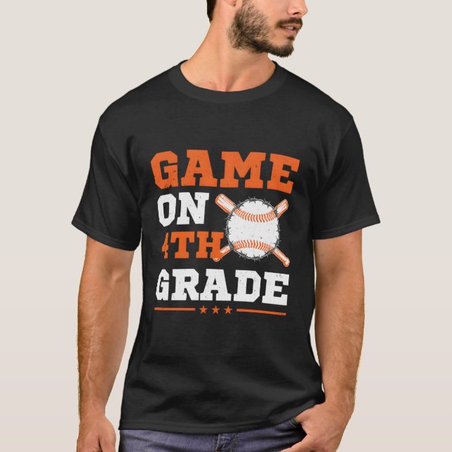 Camiseta Juego De Béisbol De 4º Grado De Vuelta Al Escolar (Anverso)