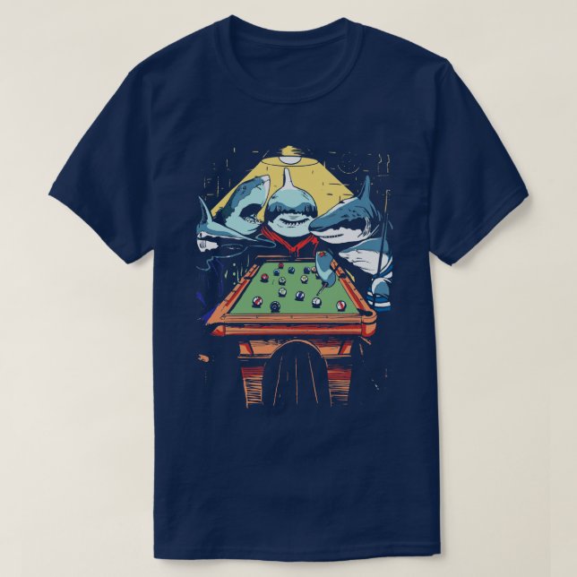 Camiseta Juego de billar tiburones para billar (Diseño del anverso)