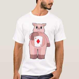 Camiseta Juego de cartas de Póquer de Pig Poker