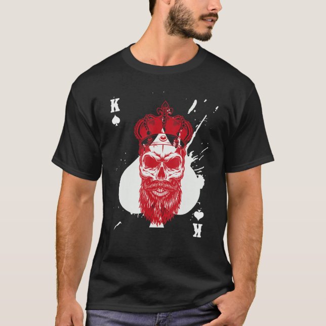 Camiseta Juego de cartas de póquer Skull King of Spades con (Anverso)