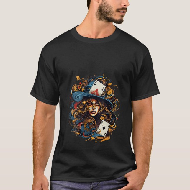 Camiseta juego de cartas Gótica juegos de cartas Noche Idea (Anverso)