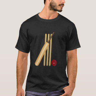 Camiseta Juego de críquet, bate y pelota