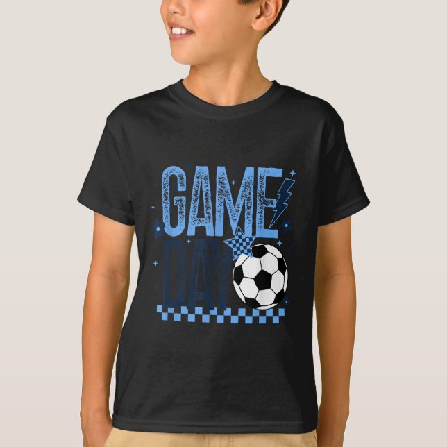 Camiseta Juego de día de fútbol temporada Retro Luz Azul de (Anverso)
