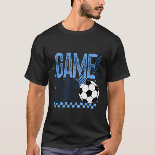Camiseta Juego de día de fútbol temporada Retro Luz Azul de