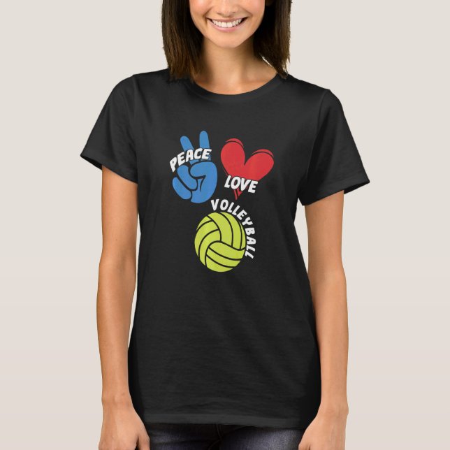 Camiseta Juego de equipo de jugador de vóleibol Peace Love (Anverso)