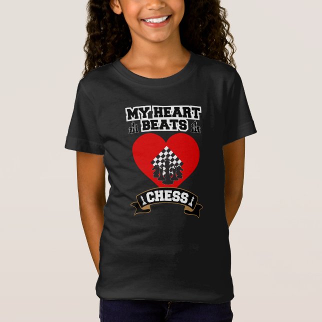 Camiseta Juego de estrategia de piezas de ajedrez Heart (Anverso)