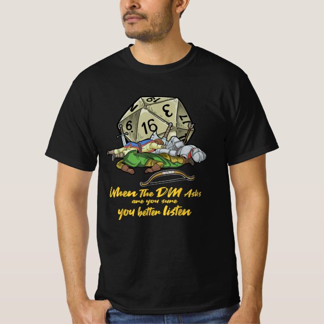 Camiseta Juego de fichas cuando el DM pregunta (Anverso)