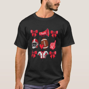 Camiseta Juego de fútbol Coquette Bow Mom CheerLeader W