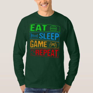 Camiseta Juego de Gaming Eat Sleep Juego Repetir Regalo Mul