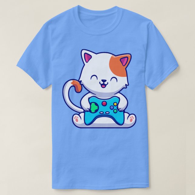 Camiseta Juego de gatos con consola de juego (Diseño del anverso)