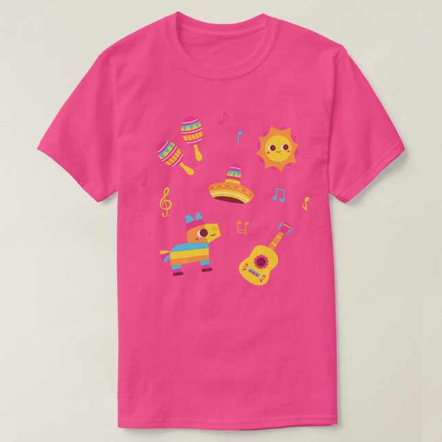 Camiseta Juego de guitarra Cute Maracas Sun Sombrero Pinata (Diseño del anverso)