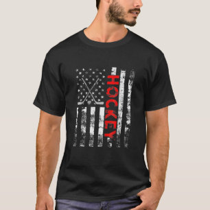 Camiseta Juego de hockey patriótico vintage con bandera est