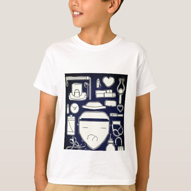 Camiseta Juego de iconos médicos monocromos (Anverso)