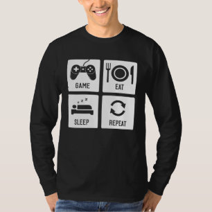 Camiseta Juego de impresión trasera comer dormir repetir ju