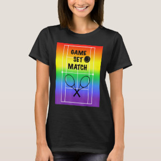Camiseta Juego de juegos de juego pista de tenis arcoiris